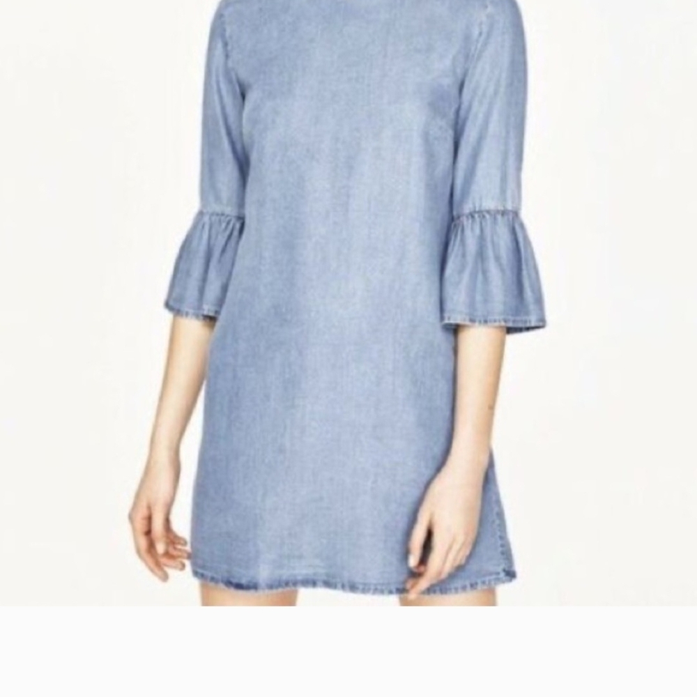 ZARA Women's Blue Denim Dress